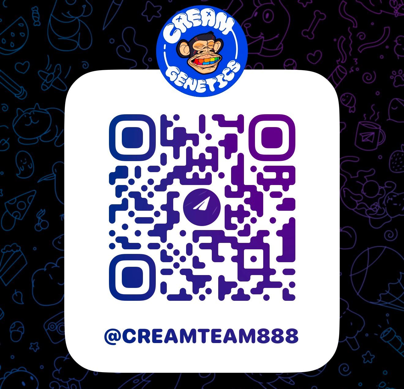 Scan to message Cream Genetics on Telegram for an access code